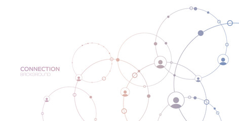 Network background. Connections with points, lines, and people icons. Vector illustration