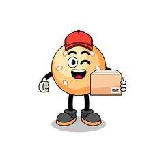 sesame ball mascot cartoon as an courier