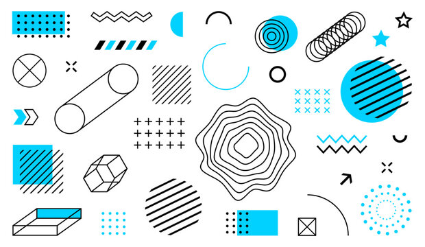  Abstract design symbols and elements. Set Of Geometric Shapes. Vector illustration