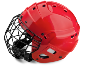 Red Ice Hockey Helmet with Cage, Isolated on Transparent Background