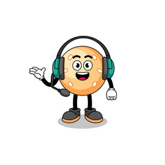 Mascot Illustration of sesame ball as a customer services