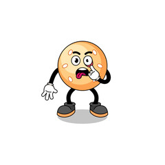 Character Illustration of sesame ball with tongue sticking out
