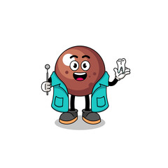 Illustration of chocolate ball mascot as a dentist