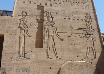 Engraving on the exterior of the temple of Philae - Aswan - Egypt