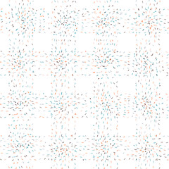 Vector organic seamless abstract background, party confetti pattern. Colorful pastel colored mosaic of simple shapes on white background.