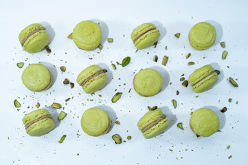 Green pistachio macarons french dessert