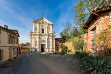 Sanfrè, Cuneo, Piedmont, Italy - October 29, 2022: The Parish Church dedicated to Saints Peter and...