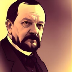 01.10.2022, Paris France: illustrated Portrait of Louis Pasteur. High quality illustration
