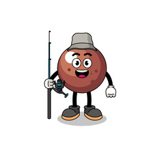Mascot Illustration of chocolate ball fisherman