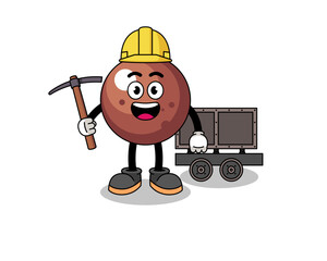 Mascot Illustration of chocolate ball miner