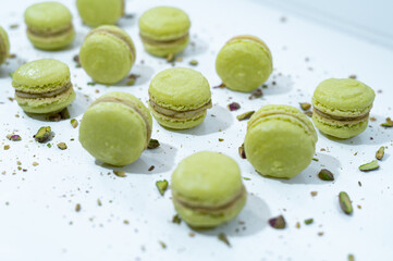 Green pistachio macarons french dessert