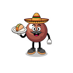 Character cartoon of chocolate ball as a mexican chef
