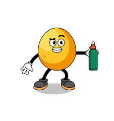 golden egg illustration cartoon holding mosquito repellent