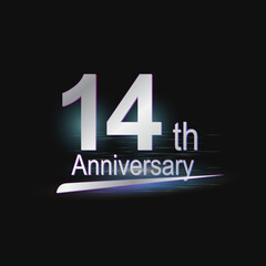 Silver 14th year anniversary celebration Modern logo