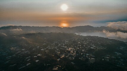 Surise with a rice field view