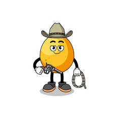 Character mascot of golden egg as a cowboy