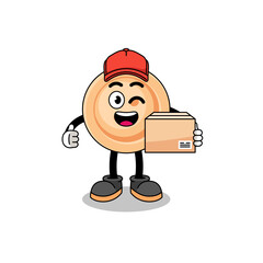 button mascot cartoon as an courier