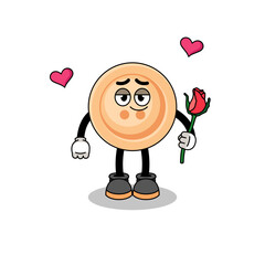 button mascot falling in love