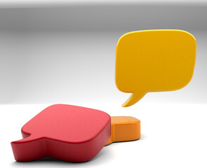 Three dimensional colorful speech bubbles in studio 3D-Illustration
