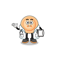 Cartoon mascot of button doctor