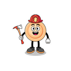 Fototapeta premium Cartoon mascot of button firefighter