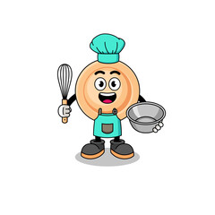 Illustration of button as a bakery chef