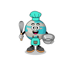 Illustration of planet as a bakery chef