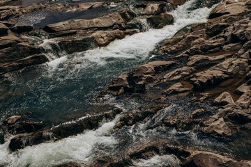 Beautiful Waterfall Probiy in Yaremche, Ukraine