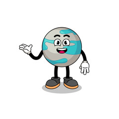 planet cartoon with welcome pose