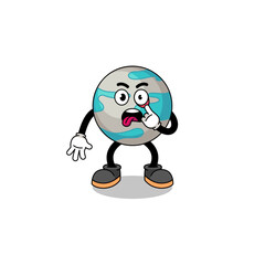 Character Illustration of planet with tongue sticking out