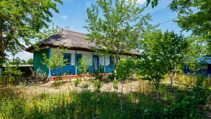 Fototapeta na wymiar Traditional Houses of the Latea Village in the Danube Delta in Romania