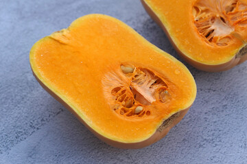 Freshly cut butternut squash.