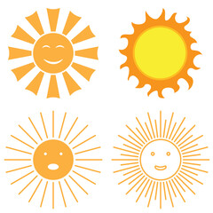 four graphic drawings of the sun - 542384288