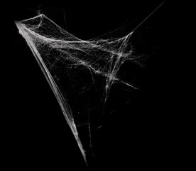 White spiderweb on on black grunge background, cobweb scary frames. Royalty high-quality free stock...