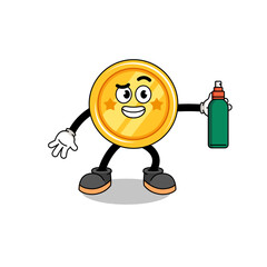 medal illustration cartoon holding mosquito repellent