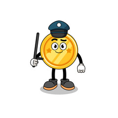 Cartoon Illustration of medal police