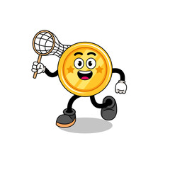 Cartoon of medal catching a butterfly