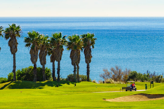 Golf course on sea coast in Spain