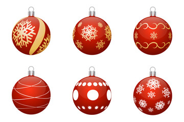 Red Christmas balls isolated on a white background.