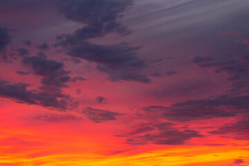 Naklejka na ściany i meble Red sunset sky dramatic in north