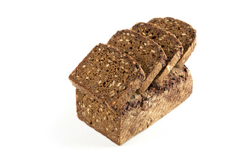 Rye bread slices isolated on white background