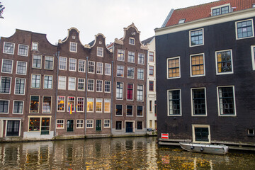 Fototapeta na wymiar Amsterdam, Netherlands. October 2022. The Oudezijds voorburgwal on the Red Light District in Amsterdam.