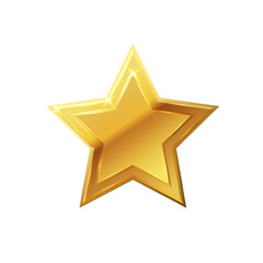 Gold shiny glitter glowing christmas star with shadow isolated on white background. Vector illustration.