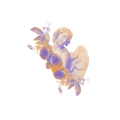 Gypsum Head, Sculpture, Floral Arrangement, Apollo, Venus, Flower And Leaves, Flower Illustration, Wedding Flowers, Collage, Collage Art, Spring, Summer, Autumn, Fall, Botanical, Botanical Illustratio