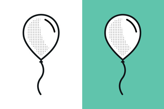 Balloon outline icon vector illustration with dots for celebration and birthdays
