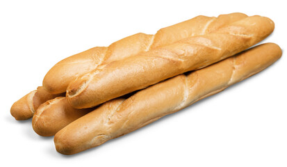 Fresly baked Baguettes isolated on white background