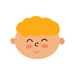 Little boy with blond curly hair. Vector Illustration for printing, backgrounds, covers and packaging. Image can be used for greeting card, poster, sticker and textile. Isolated on white background.