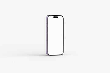 Phone display with blank white screen, Mobile phone isolated on white background 