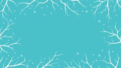 winter blue backgrounds with leafless tree branches, vector illustration texture