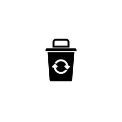  Recycle bin with recycle symbol icon isolated on white background. Trash can icon. 